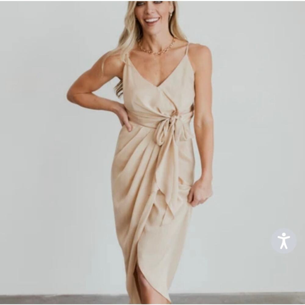 BALTIC BORN CAMILA NATURAL TANK SIDE TIE MIDI DRESS XS‎ NWT